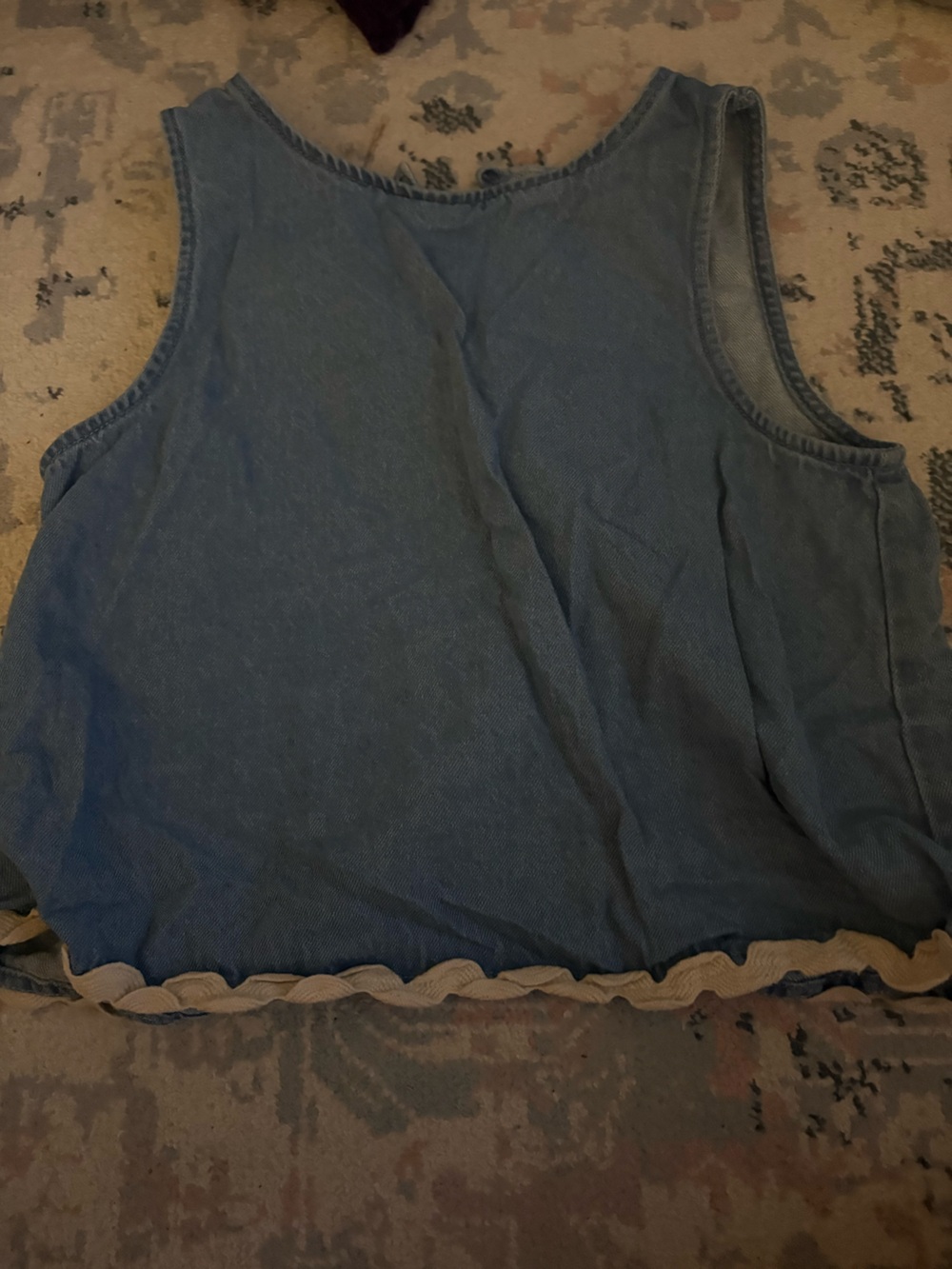 Old Navy Denim-Blue Sleeveless Tank with Scalloped Trim